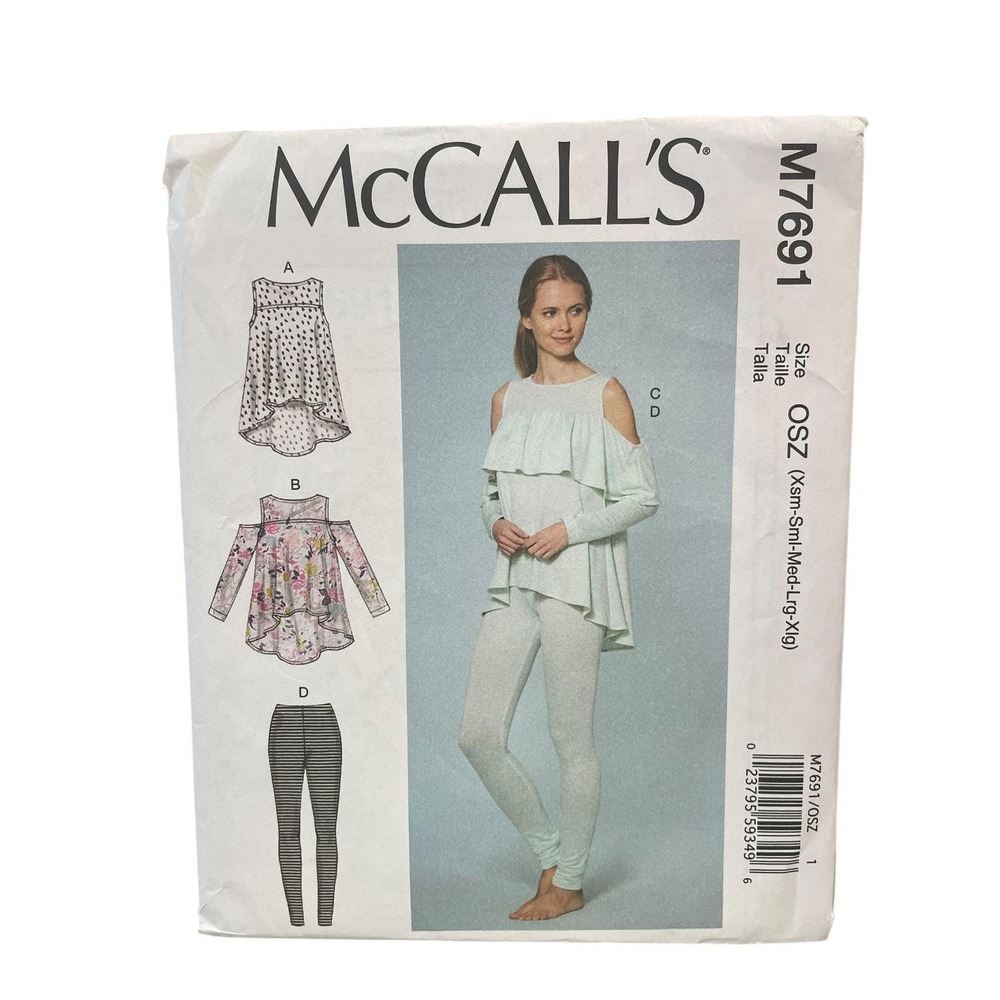 McCall's M7691 Sewing Pattern Women XS-XL White Tops Pants Cold Shoulder Uncut